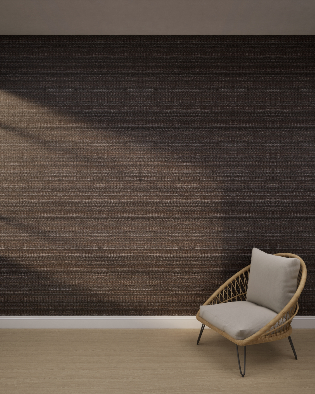 Raw Textured Weave Slate Brown Wallpaper