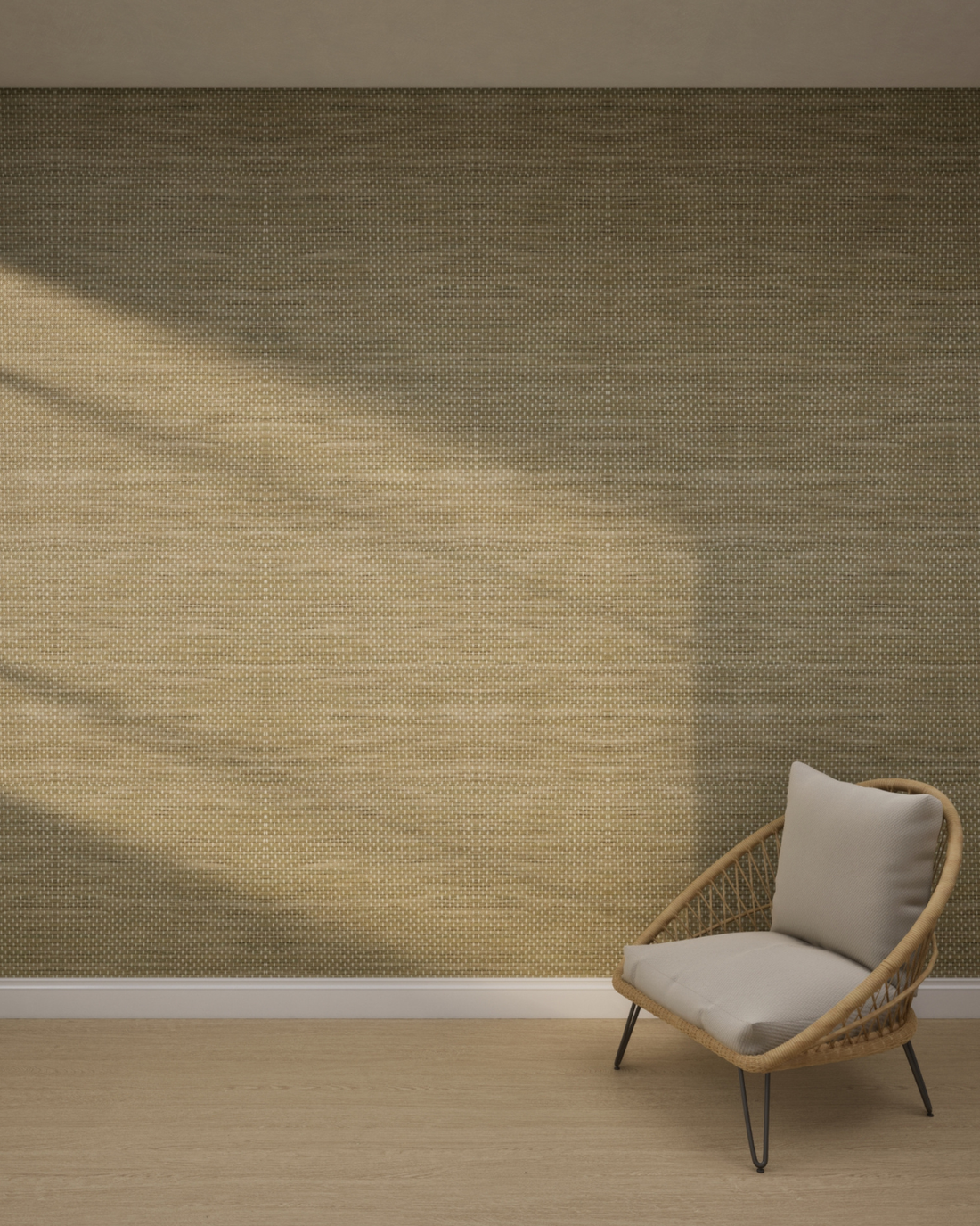 Coarse Linen Texture Pale Olive Wallpaper