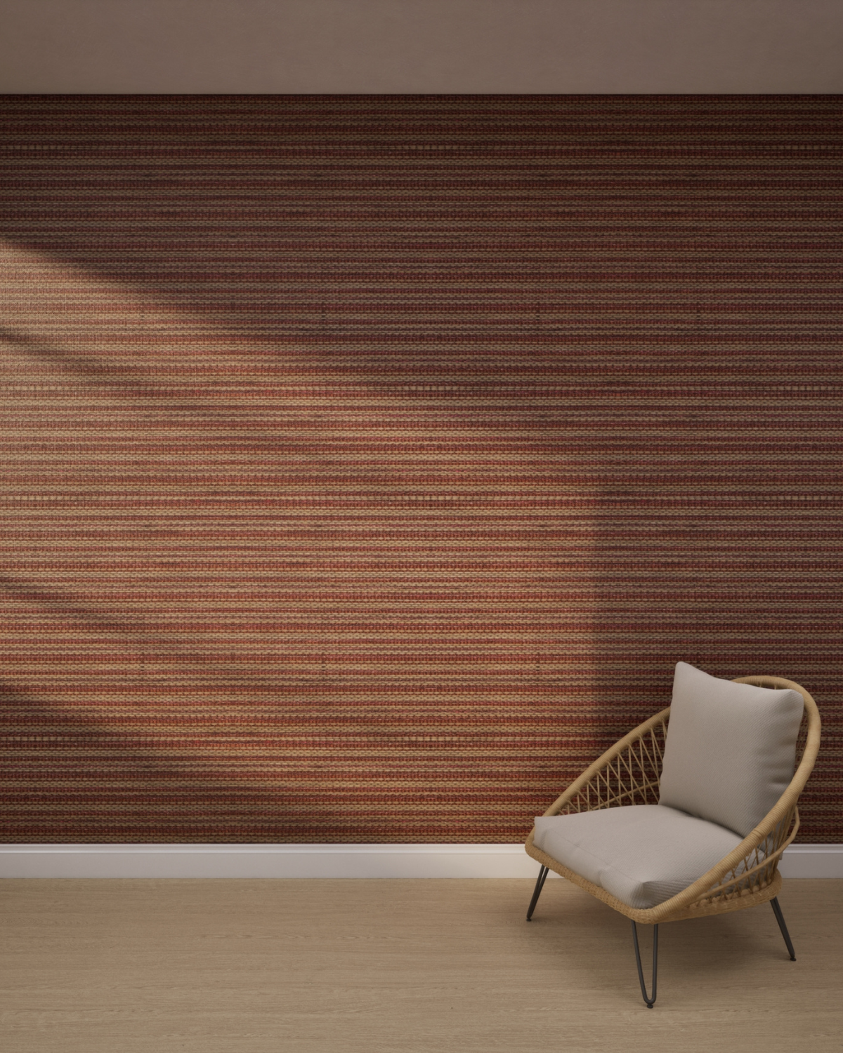 Multicolor Boho Stripe Rust Plum Wallpaper