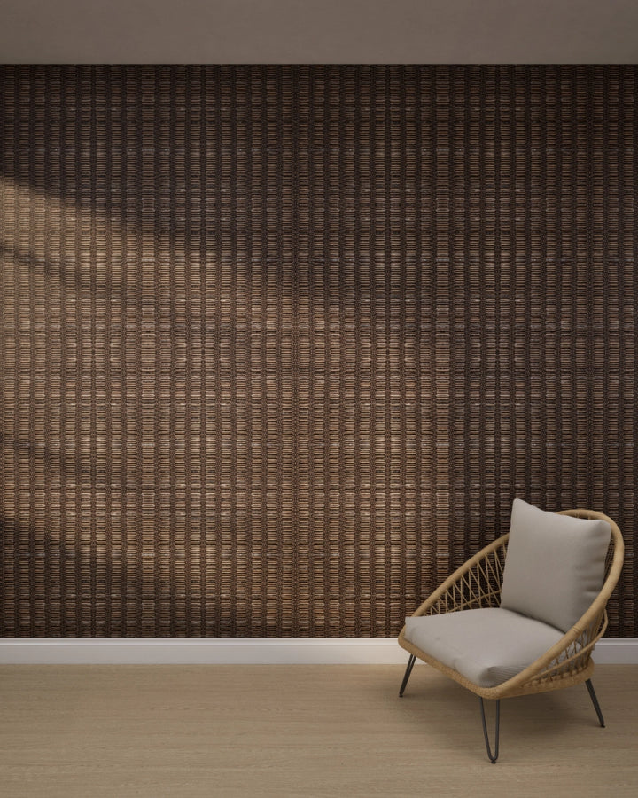 Mocha Brown Grid Weave Wallpaper
