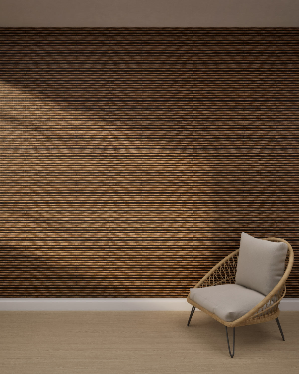 Bold Striped Texture Dark Brown Gold Wallpaper