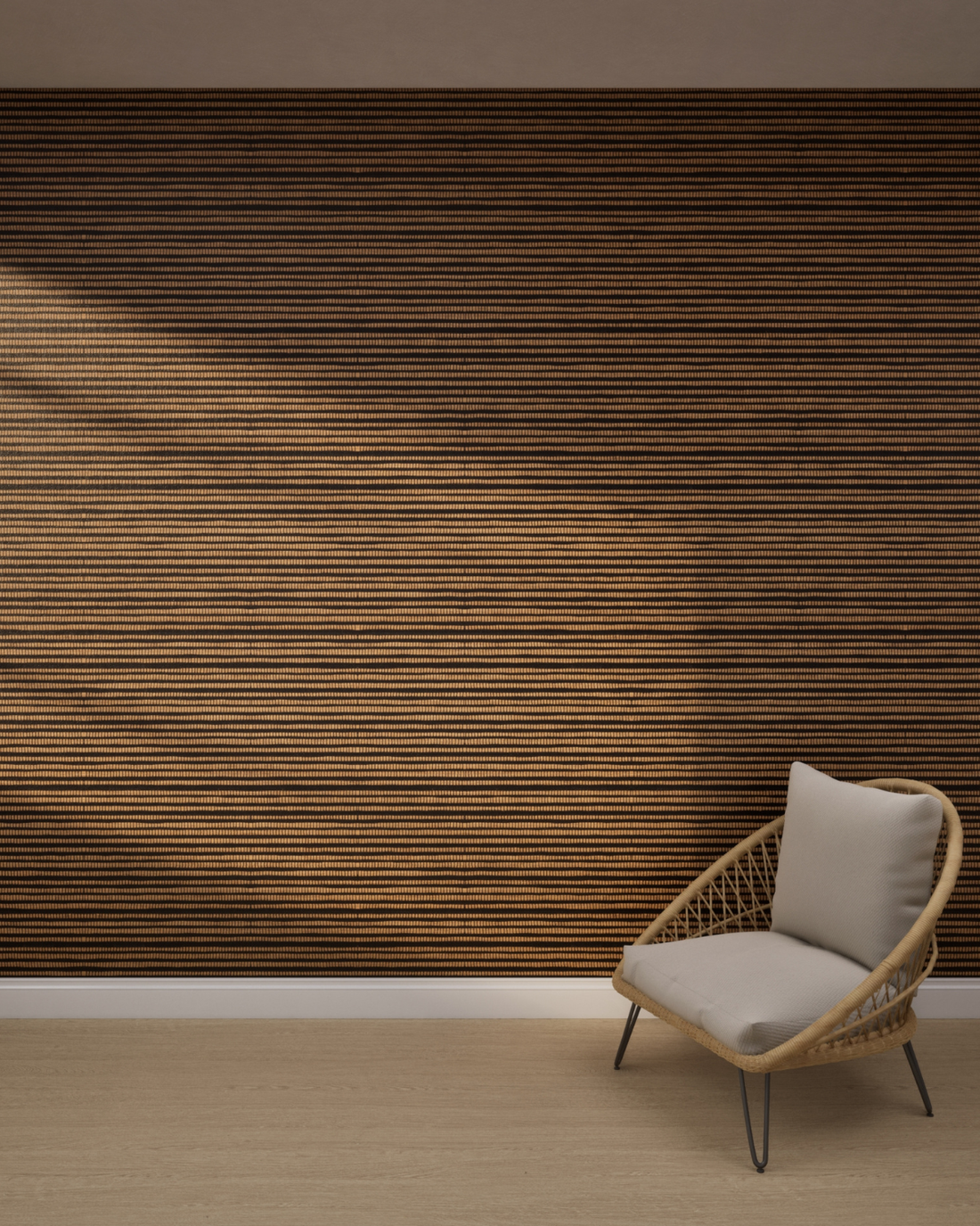 Bold Striped Texture Dark Brown Gold Wallpaper
