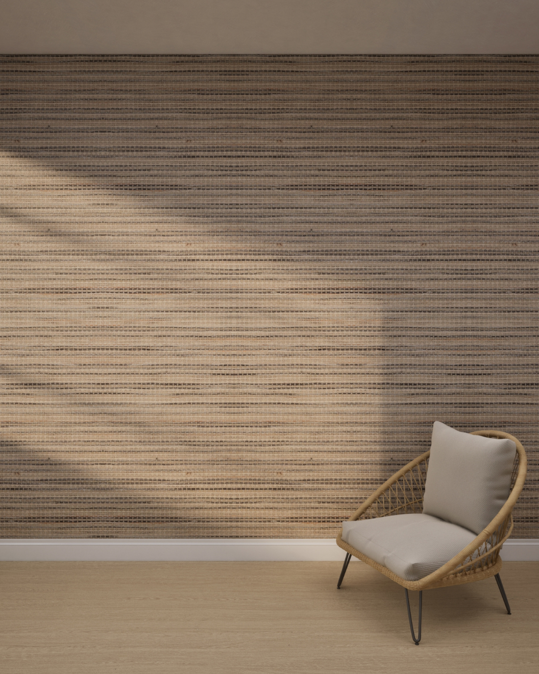 Earthy Taupe Texture Subtle Beige Line Wallpaper