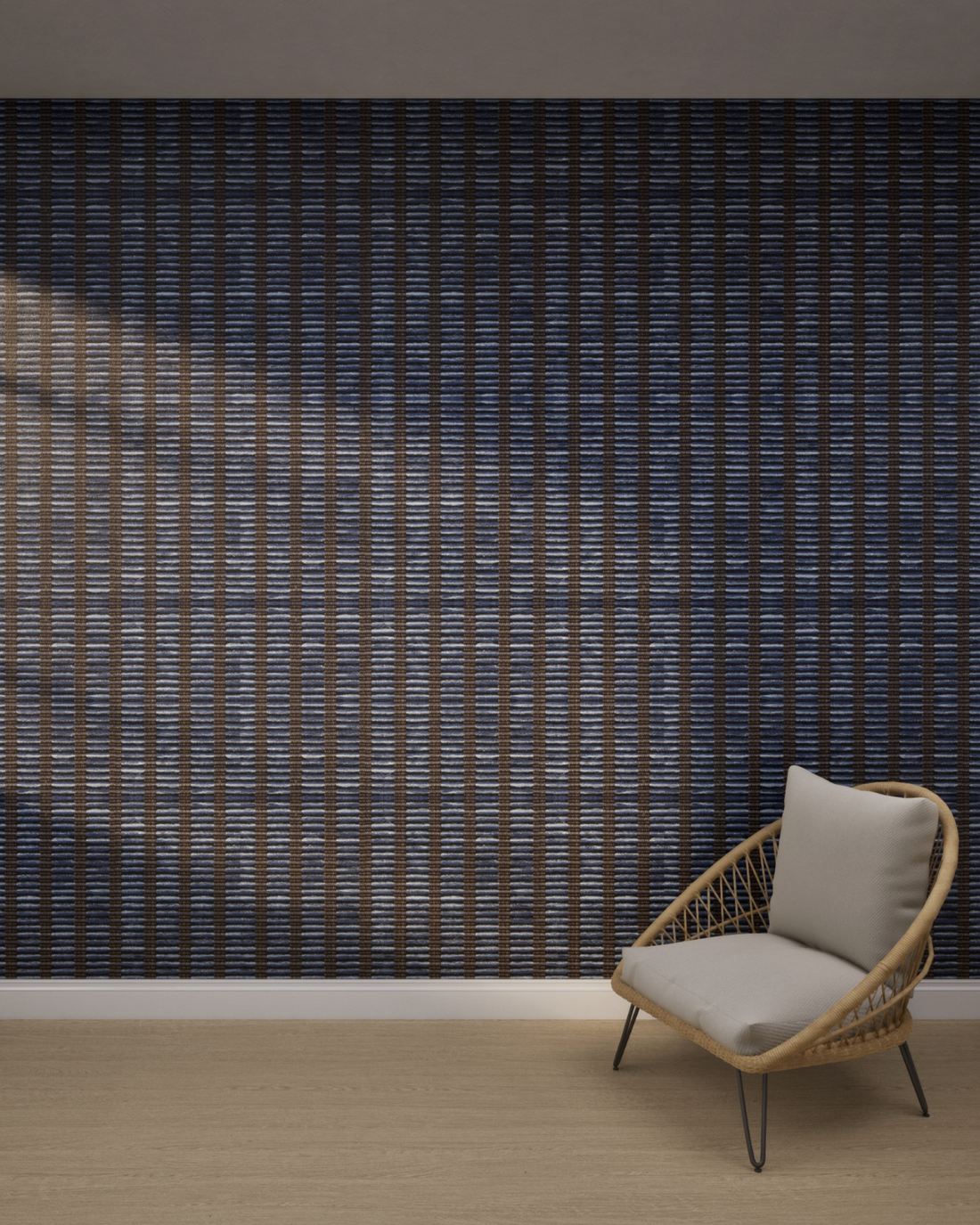 Vertical Weave Navy Blue Wallpaper