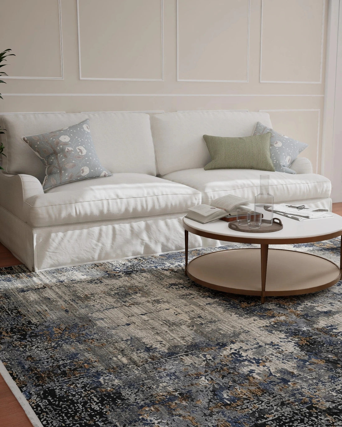 Assorted Blue Cream Textured Carpet