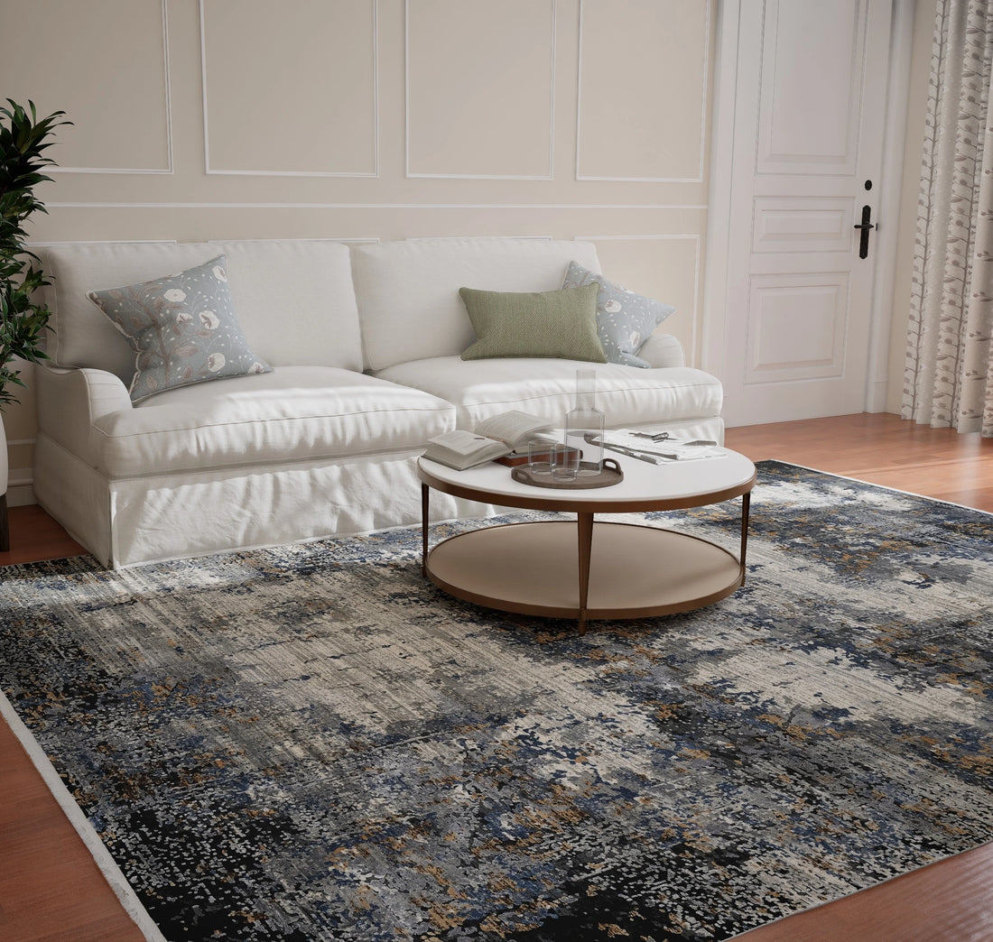 Assorted Blue Cream Textured Carpet