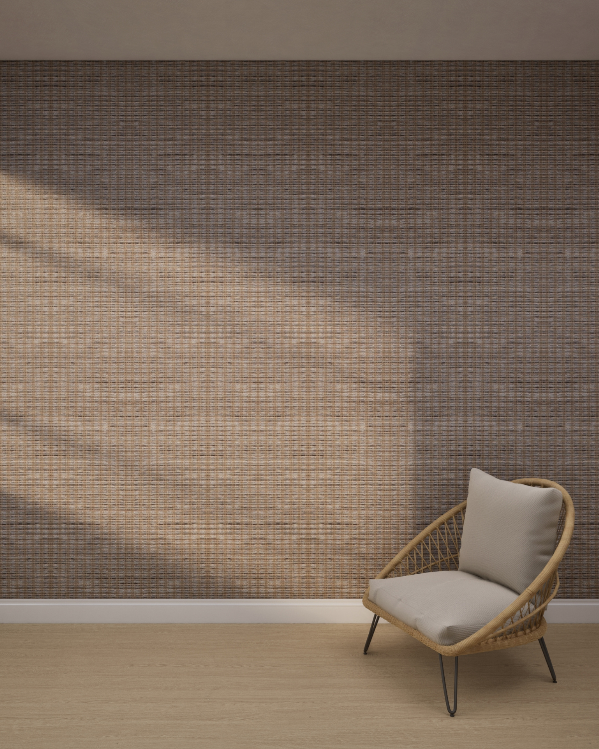 Muted Check Texture Grey Tan Wallpaper