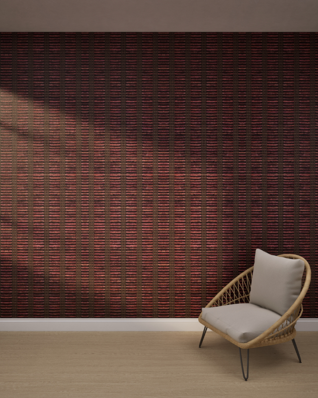 Vertical Weave Wine Red Wallpaper