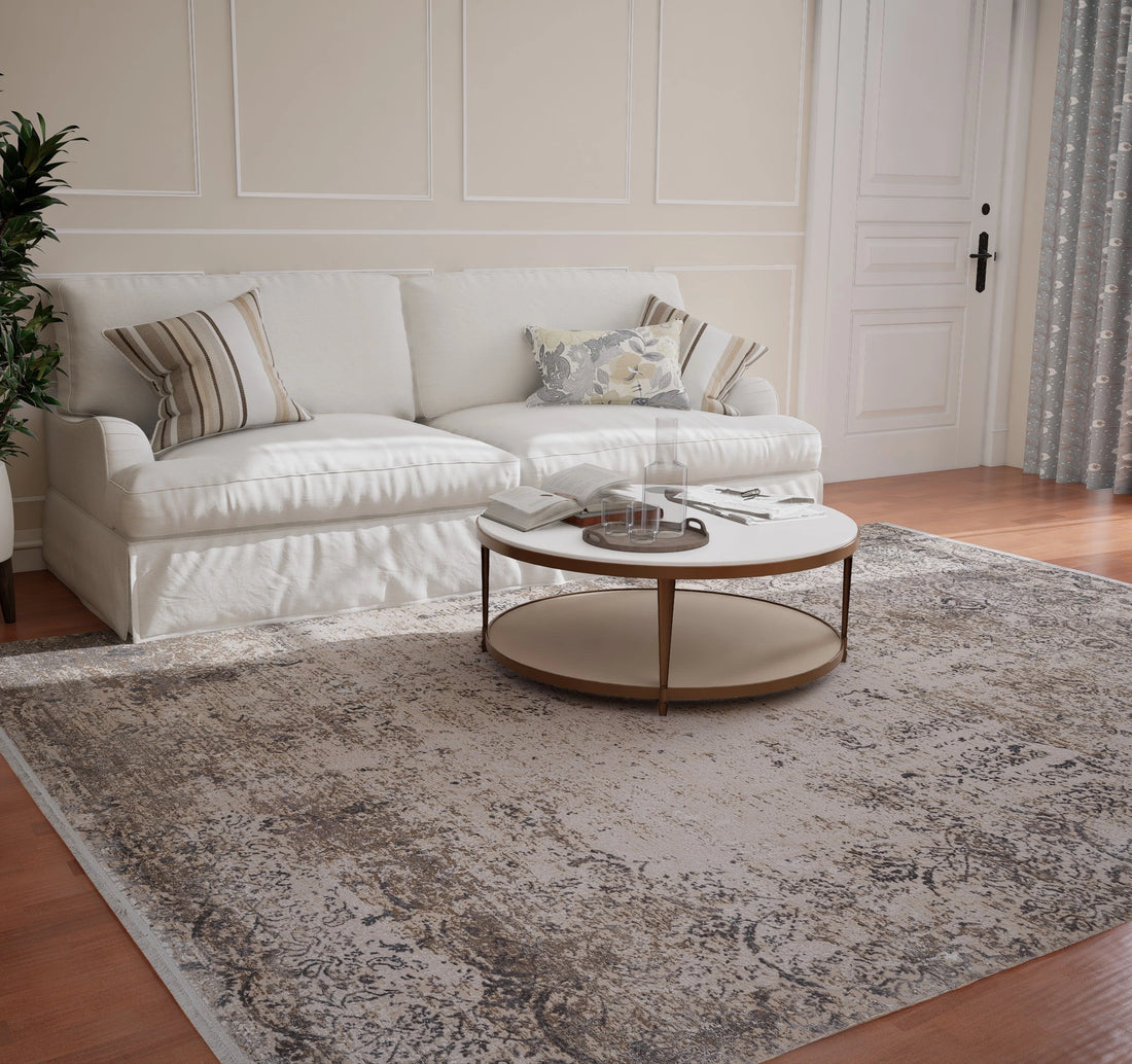 Beige Vintage Distressed Carpet