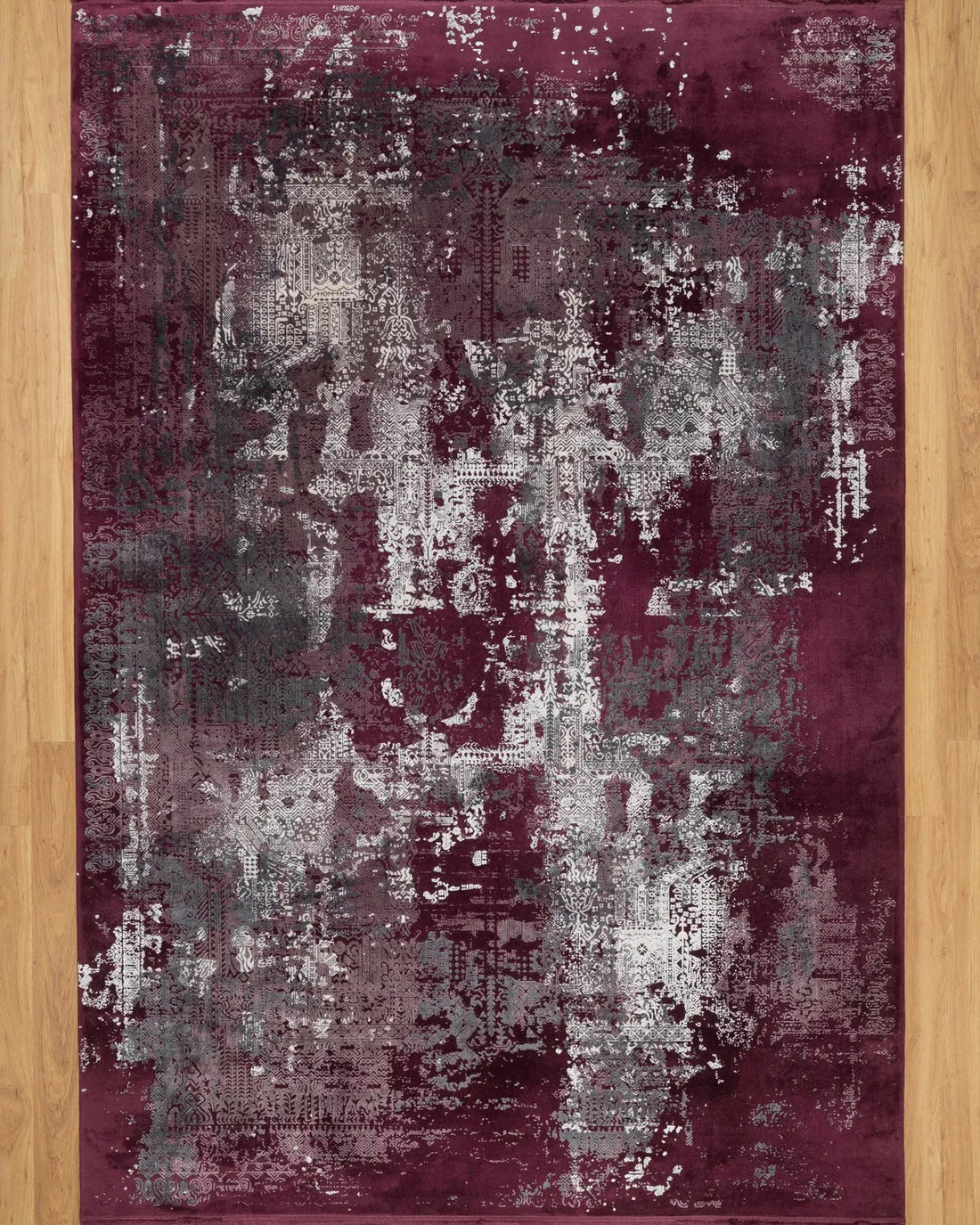 Assorted Maroon Grey Abstract Carpet