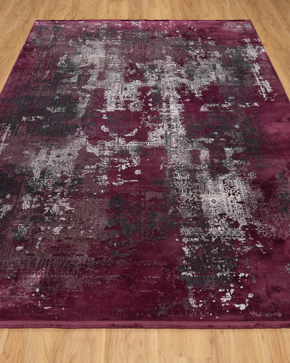 Assorted Maroon Grey Abstract Carpet