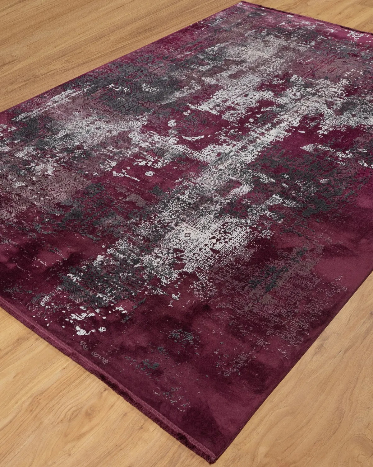 Assorted Maroon Grey Abstract Carpet