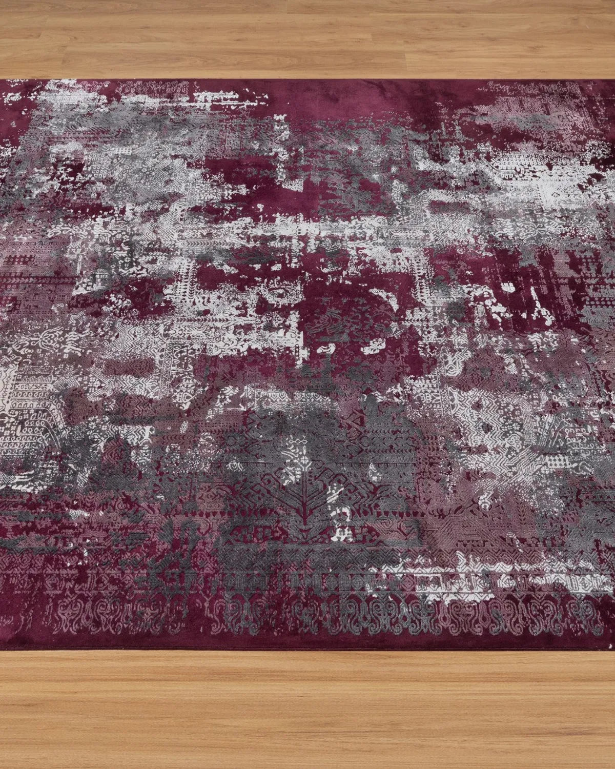 Assorted Maroon Grey Abstract Carpet