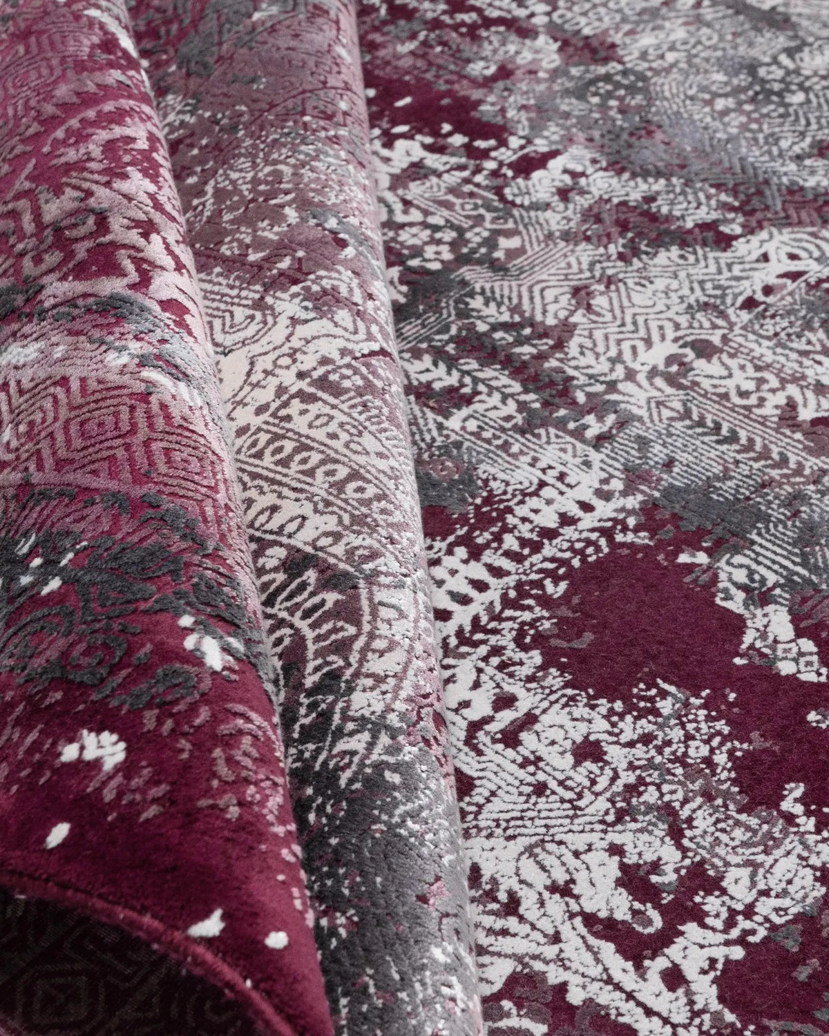 Assorted Maroon Grey Abstract Carpet