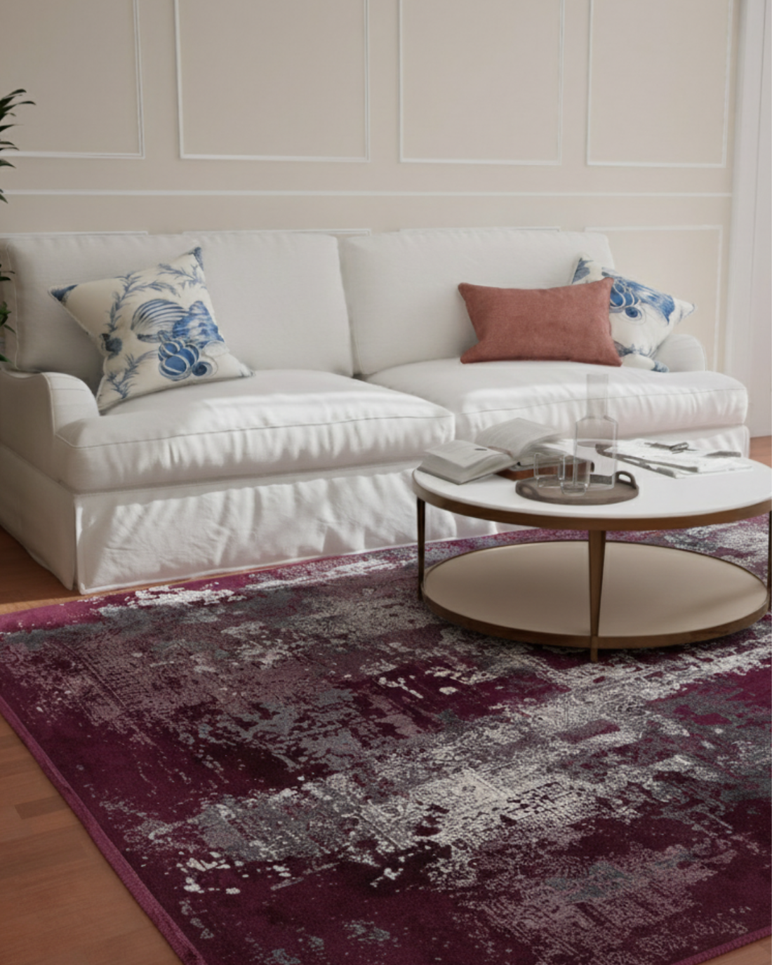 Assorted Maroon Grey Abstract Carpet