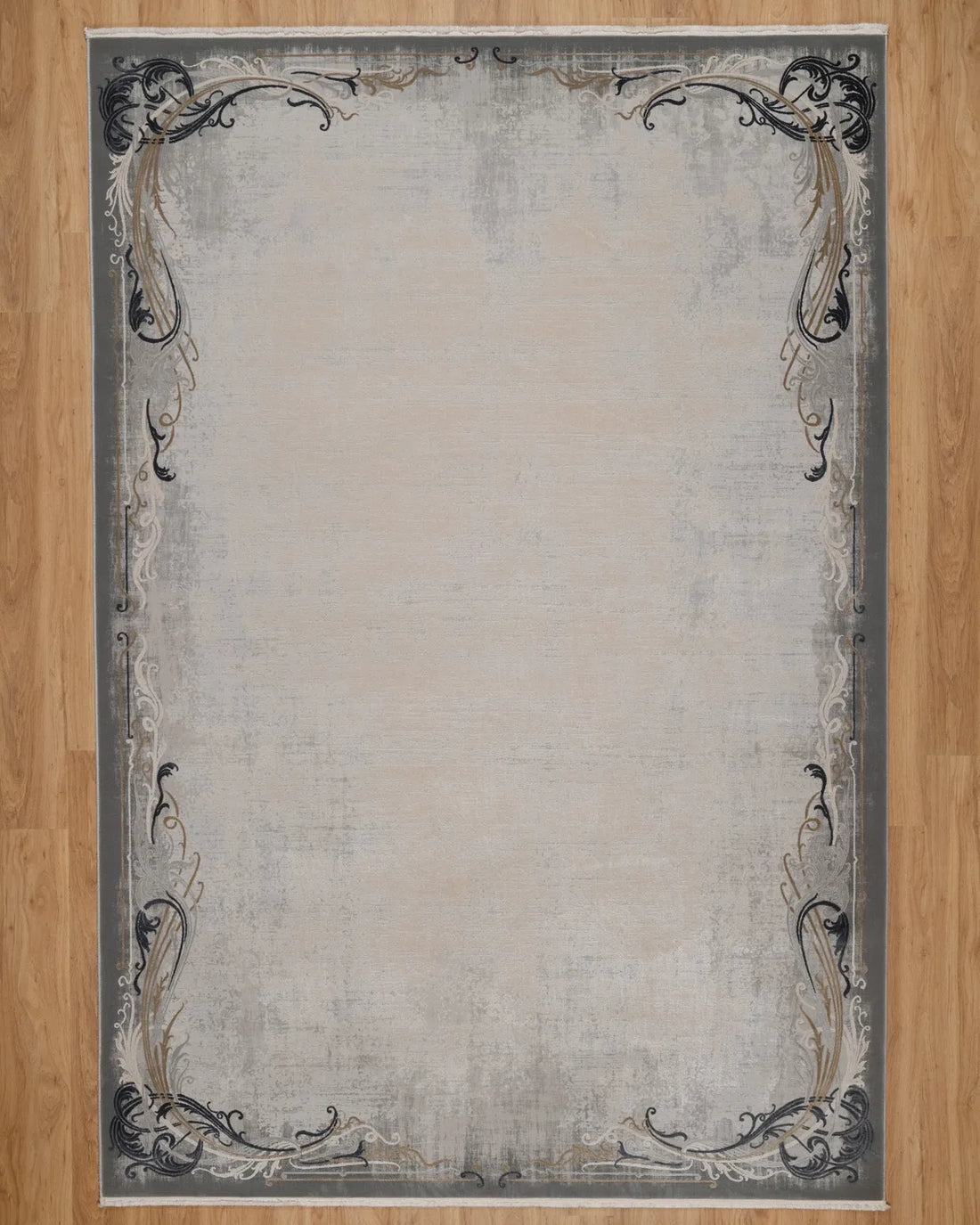 Assorted Beige Grey Ornate Border Carpet