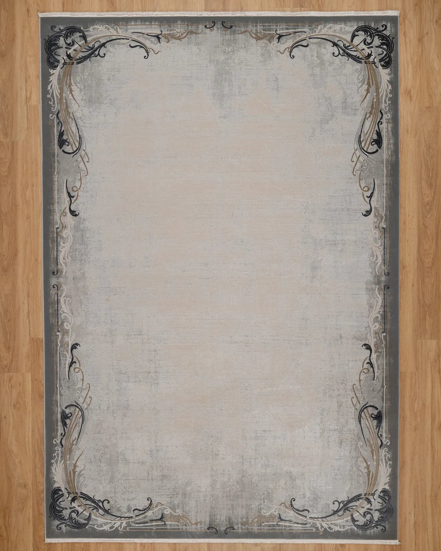 Assorted Beige Grey Ornate Border Carpet