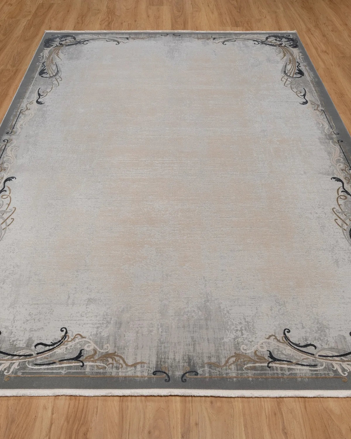 Assorted Beige Grey Ornate Border Carpet