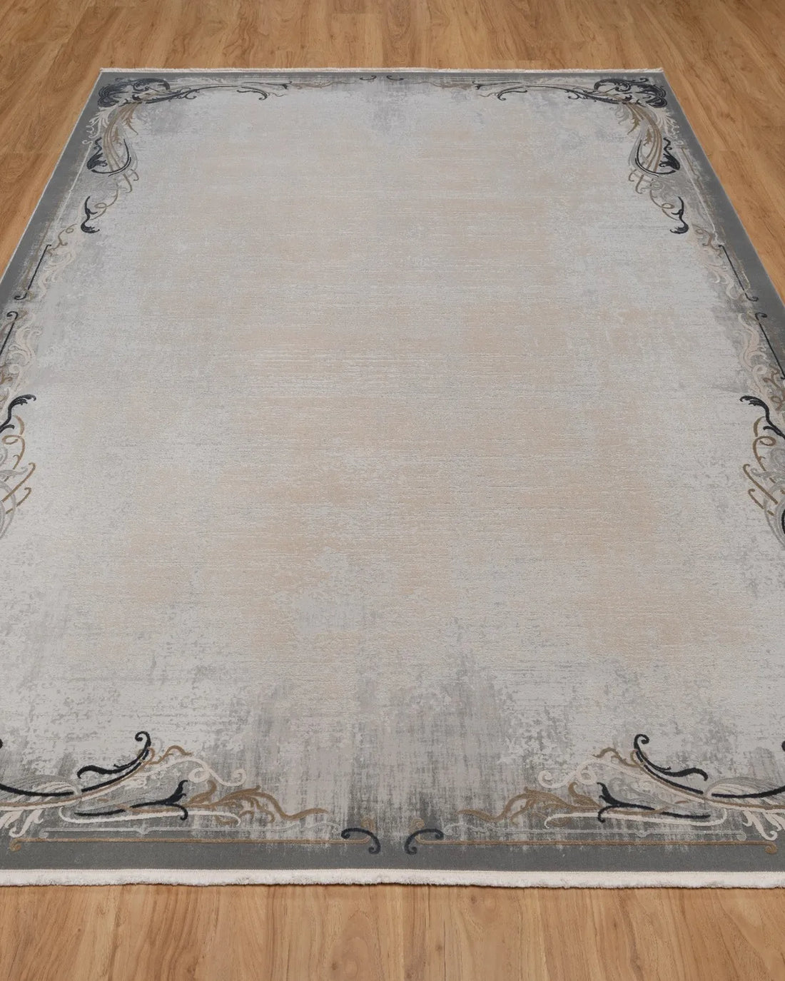 Assorted Beige Grey Ornate Border Carpet