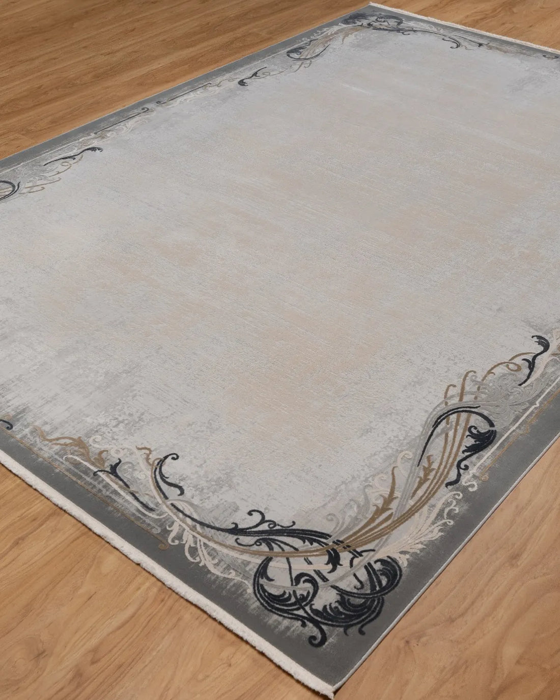 Assorted Beige Grey Ornate Border Carpet