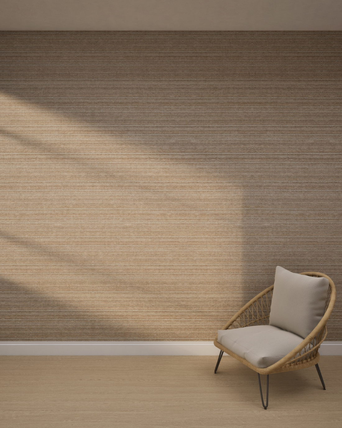 Horizontal Textured Weave Sandy Taupe Wallpaper