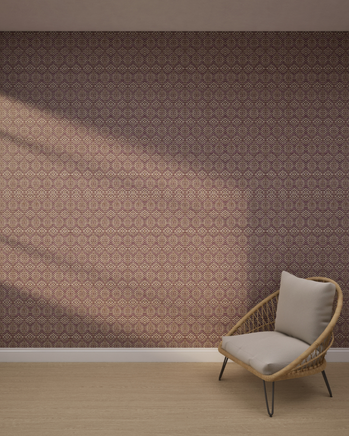 Hexa Weave Plum Beige Wallpaper