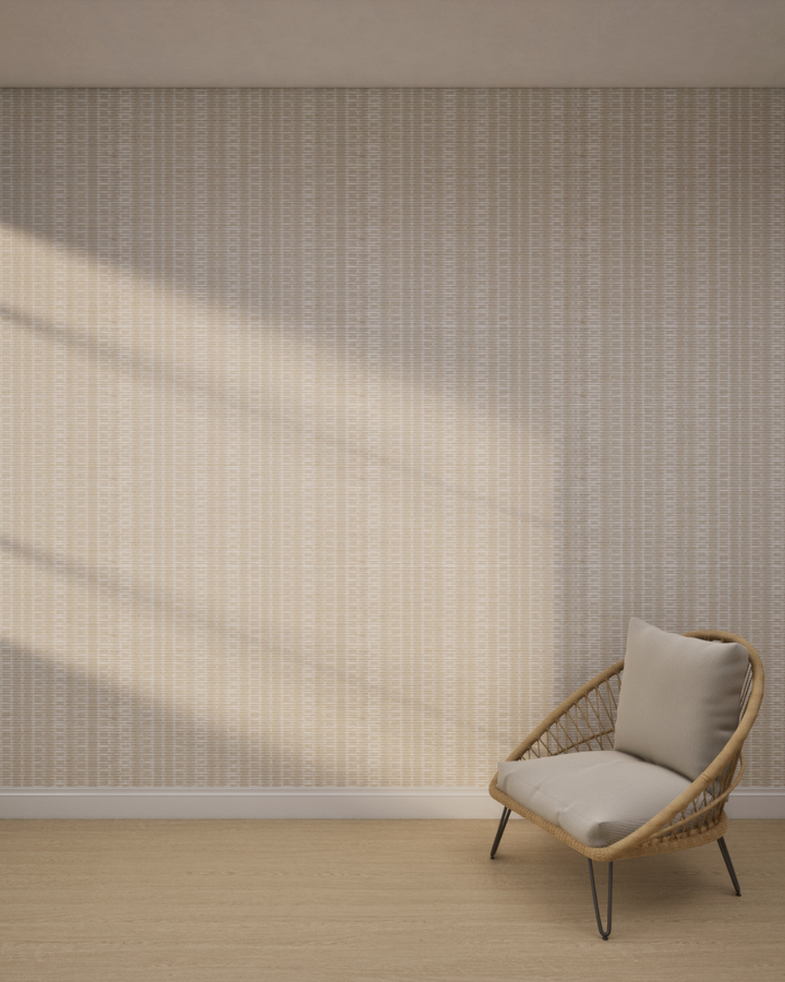 Modern Weave Cream Grid Wallpaper