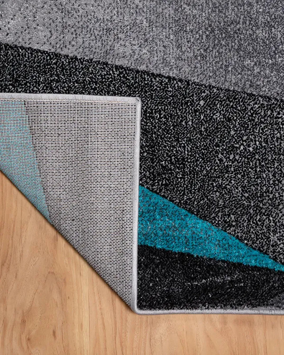 Medium Grey Turquoise Geometric Carpet