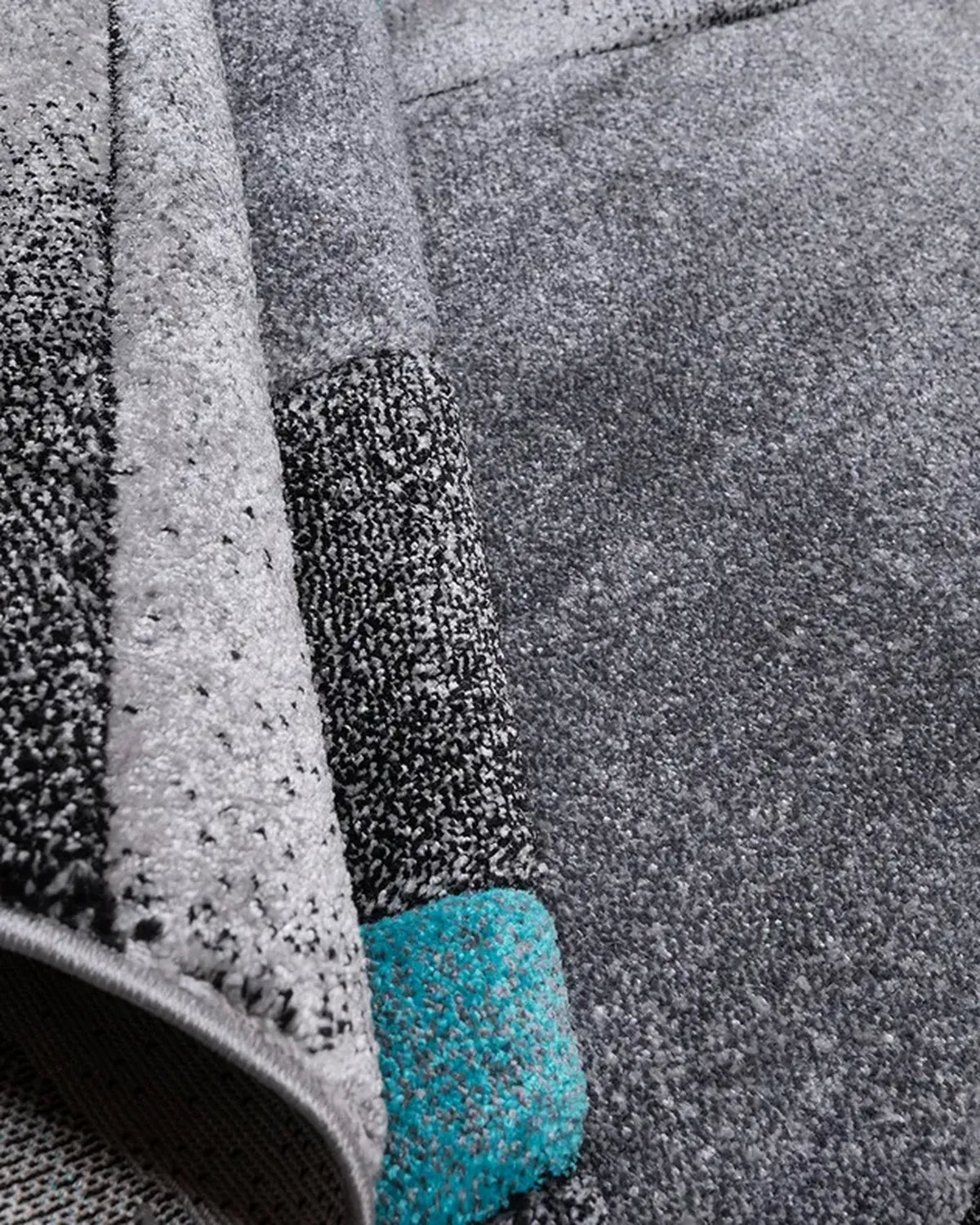 Medium Grey Turquoise Geometric Carpet