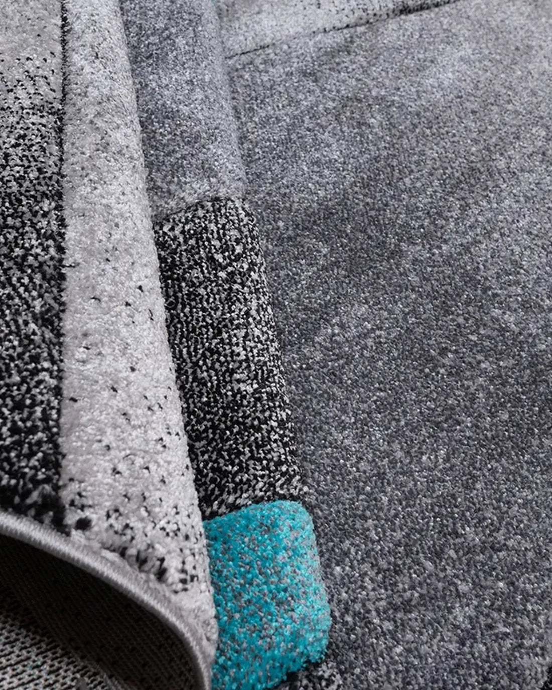 Medium Grey Turquoise Geometric Carpet