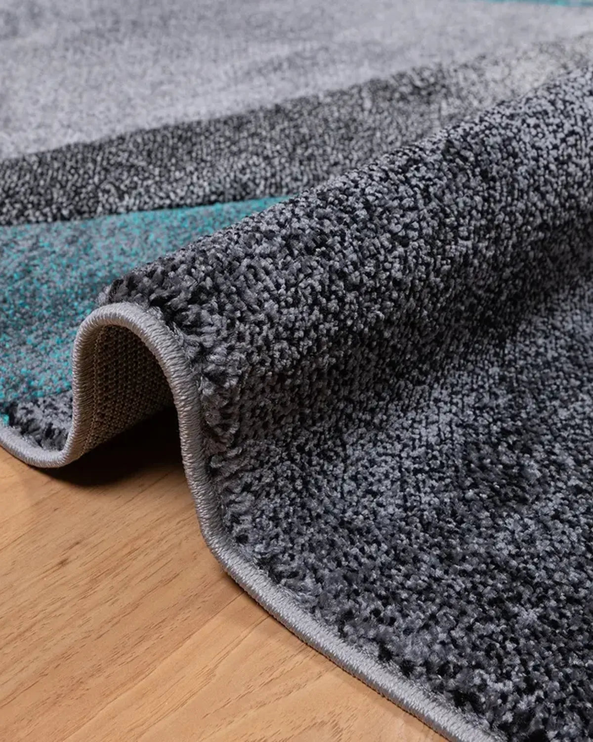 Medium Grey Turquoise Geometric Carpet