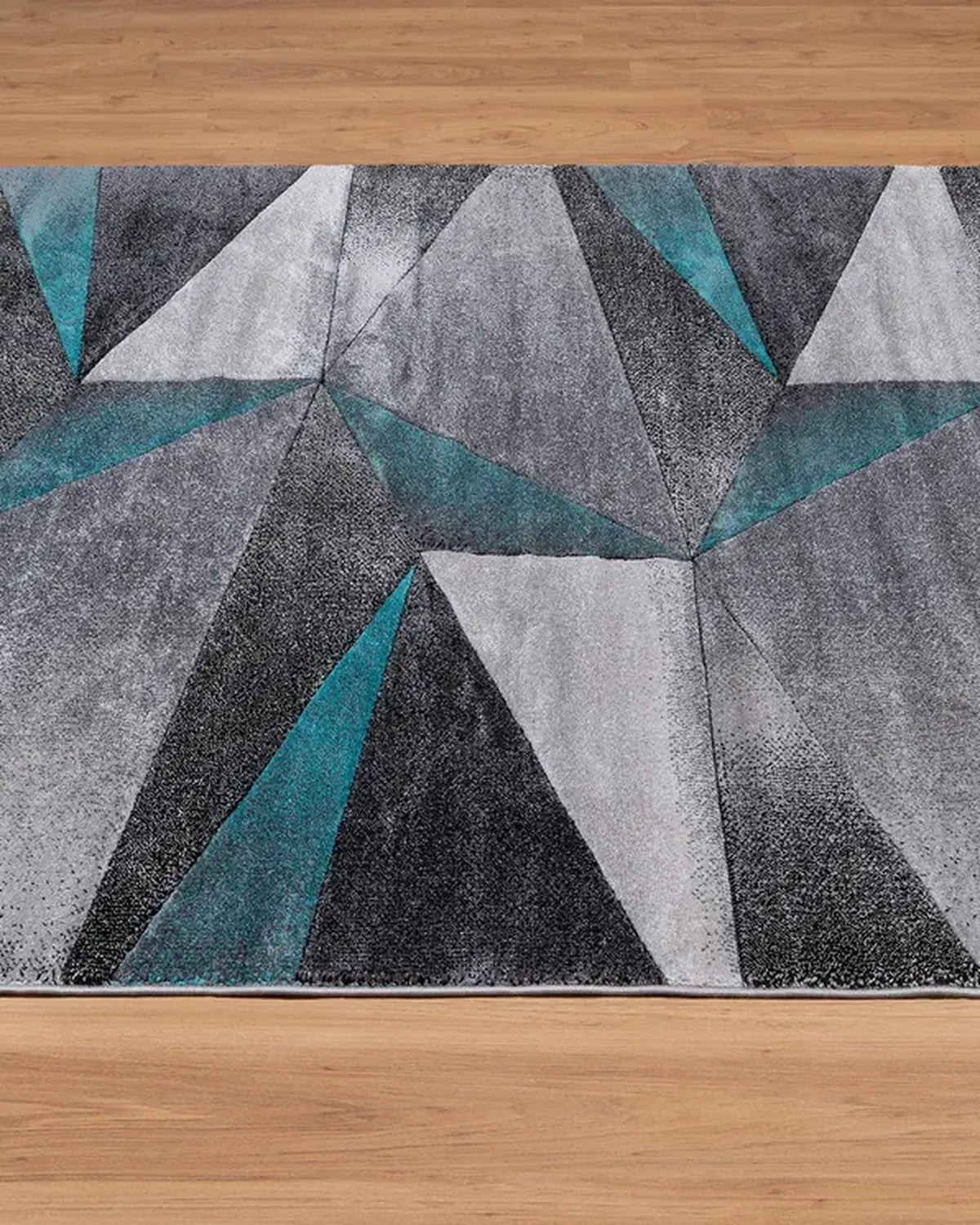 Medium Grey Turquoise Geometric Carpet
