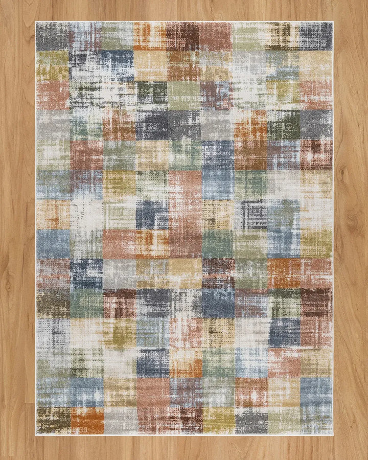 Cream Yellow Multicolor Abstract Carpet