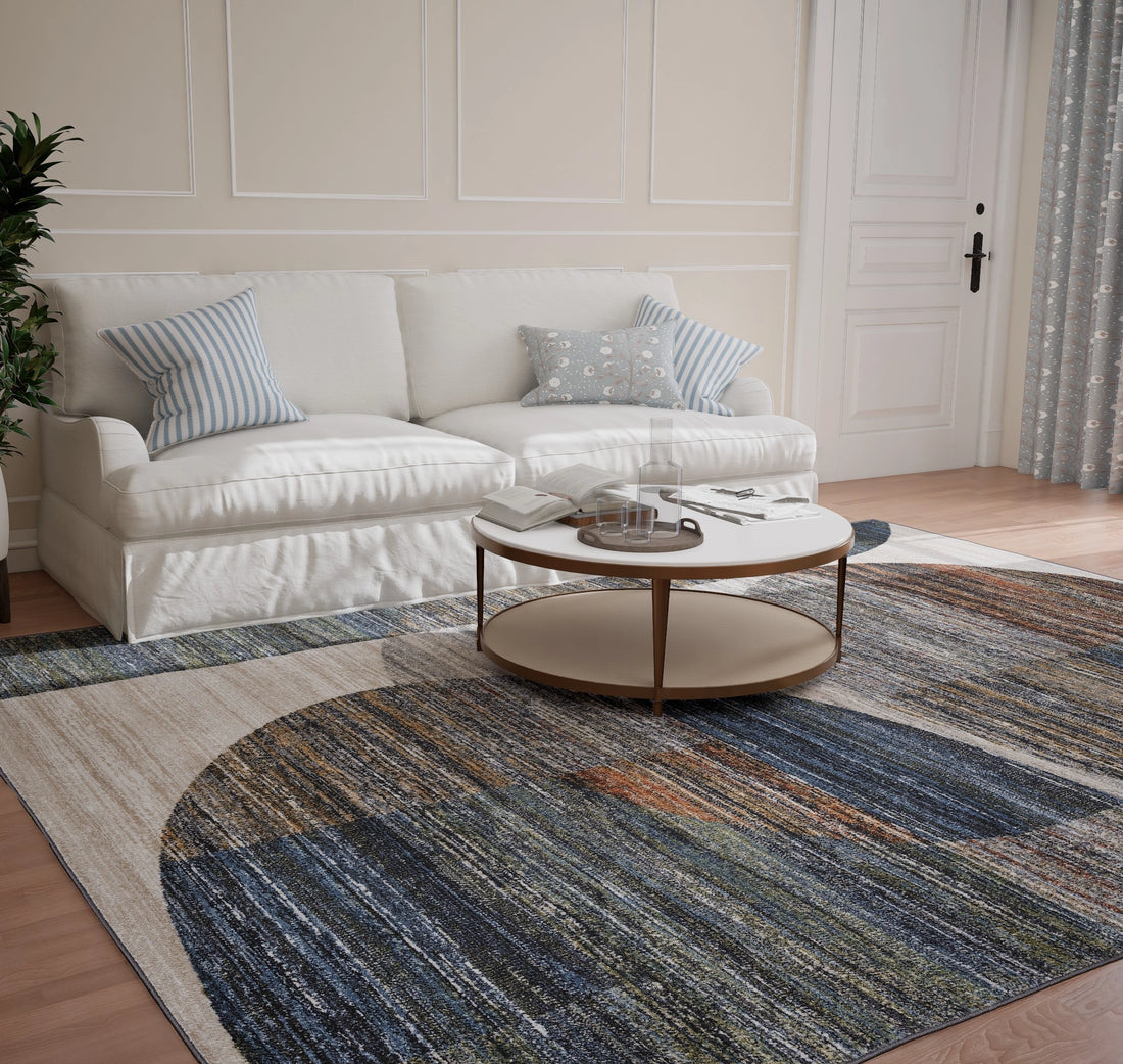 Dark Grey Blue Curve Carpet