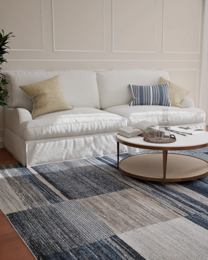 Dark Grey Blue Block Carpet