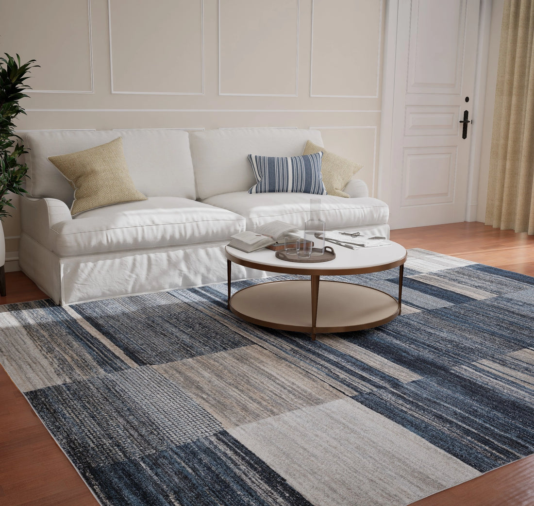 Dark Grey Blue Block Carpet