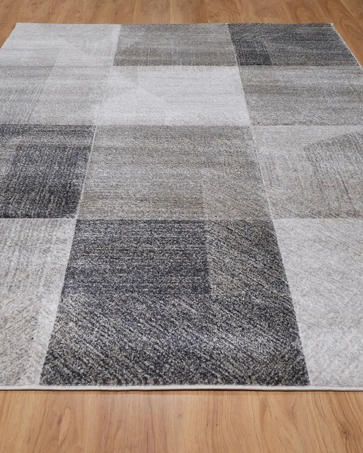 Medium Grey Dark Beige Block Carpet