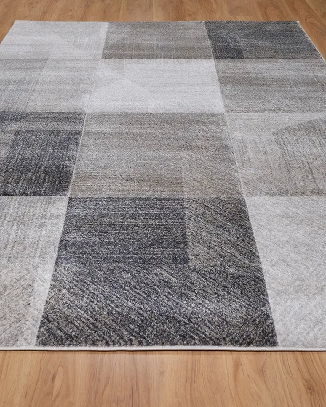 Medium Grey Dark Beige Block Carpet