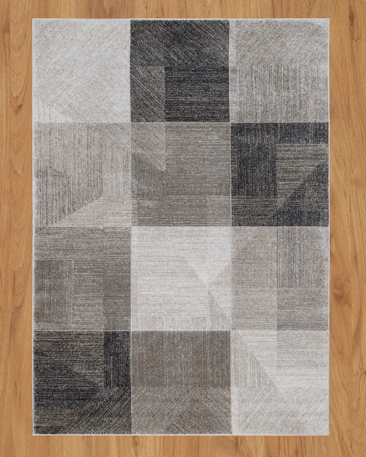 Medium Grey Dark Beige Block Carpet