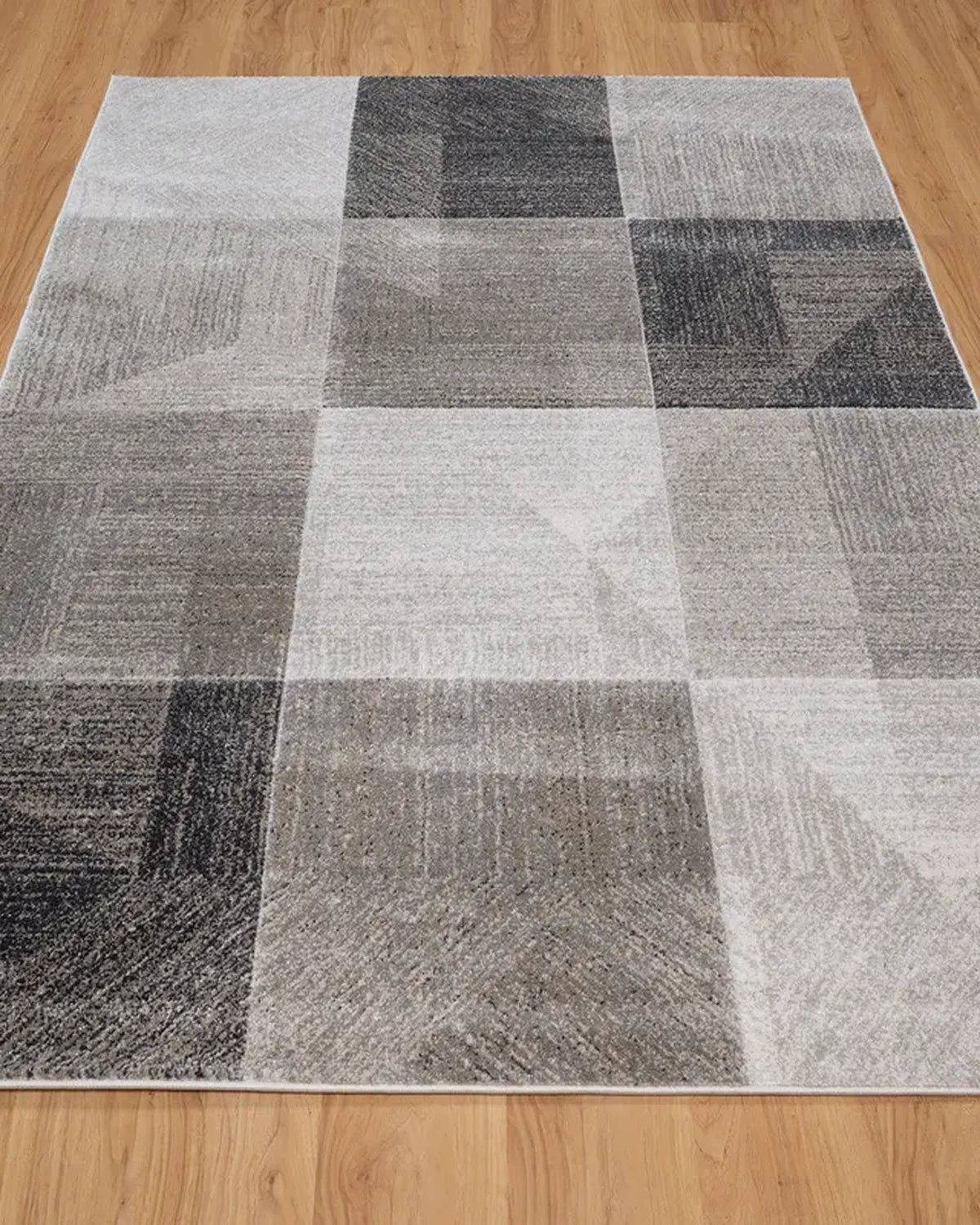 Medium Grey Dark Beige Block Carpet