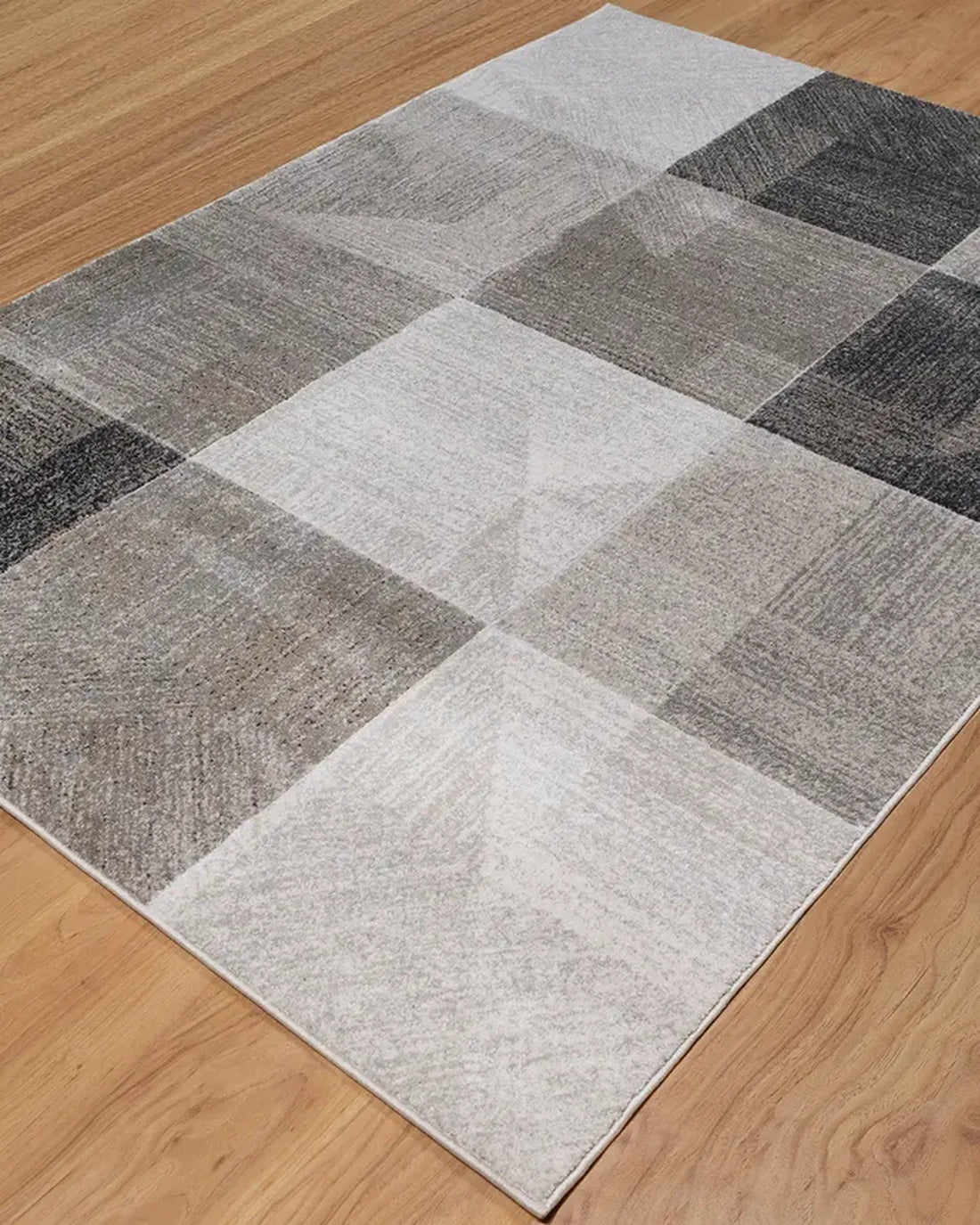 Medium Grey Dark Beige Block Carpet