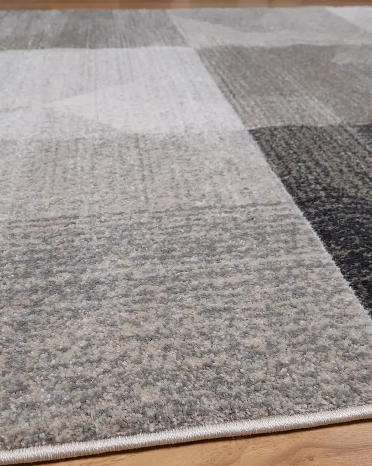 Medium Grey Dark Beige Block Carpet