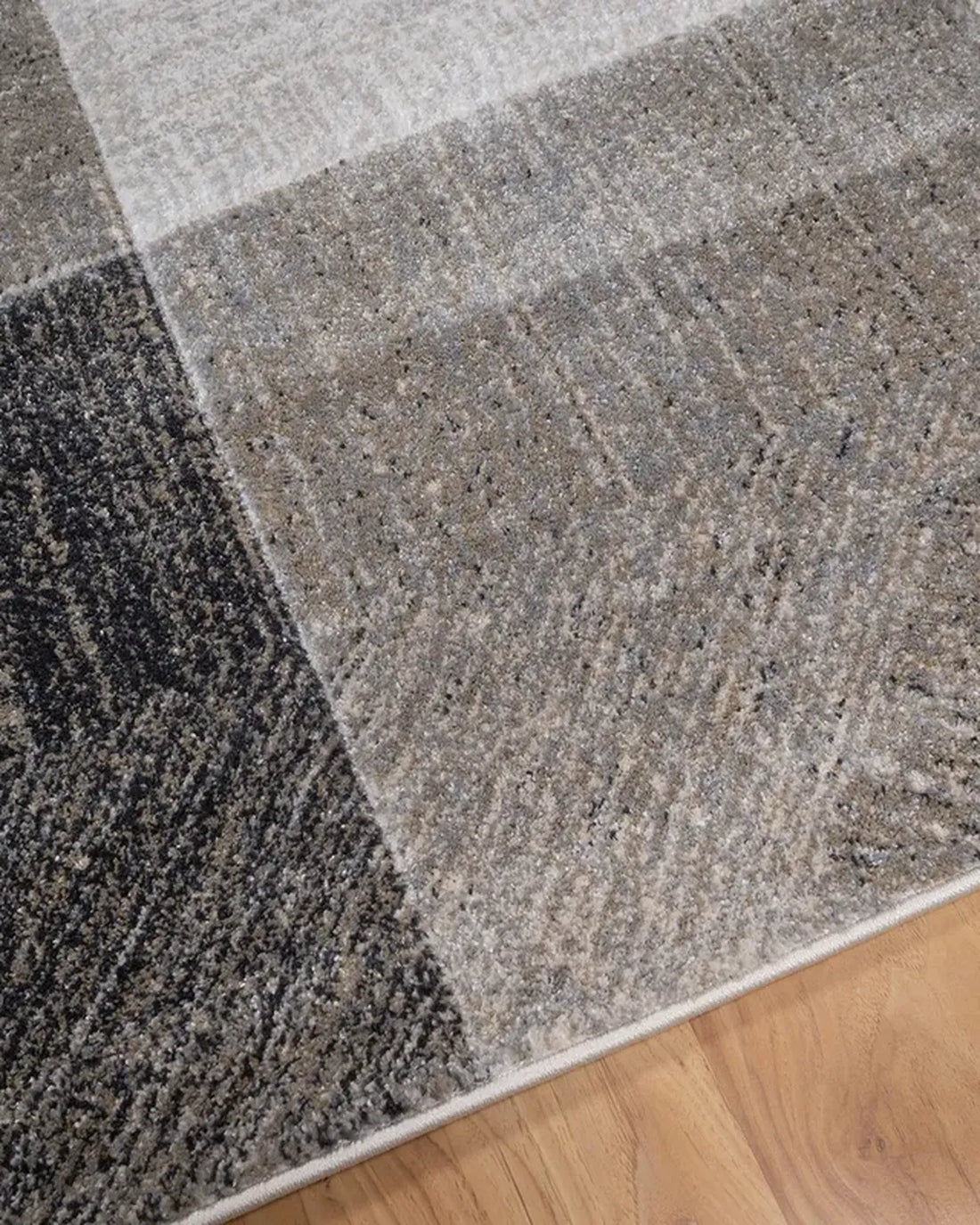 Medium Grey Dark Beige Block Carpet