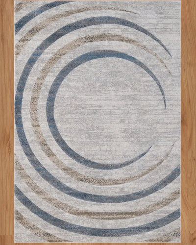 Cream Blue Wave Carpet