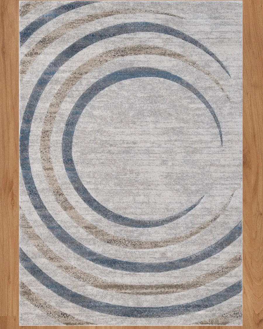Cream Blue Wave Carpet
