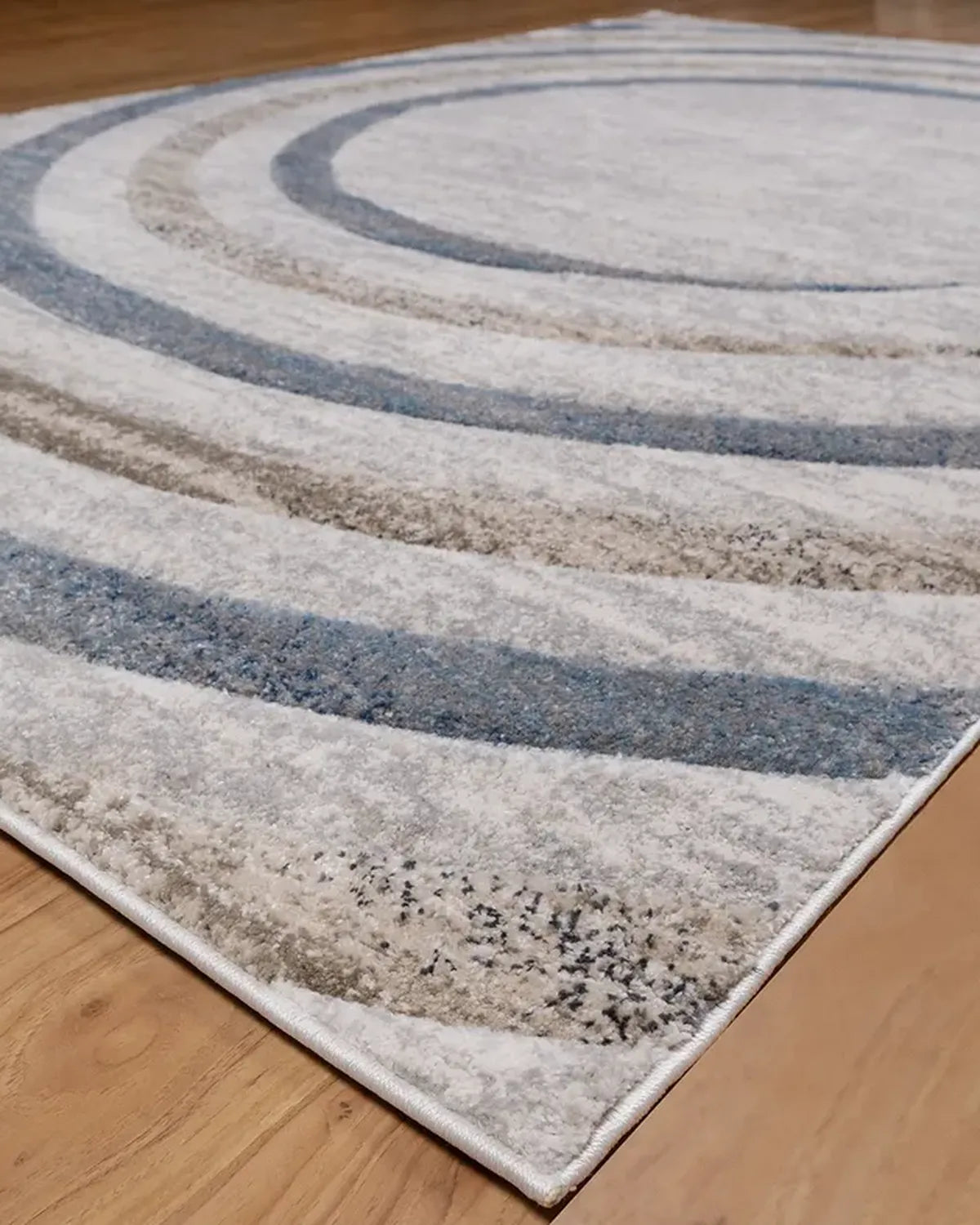 Cream Blue Wave Carpet