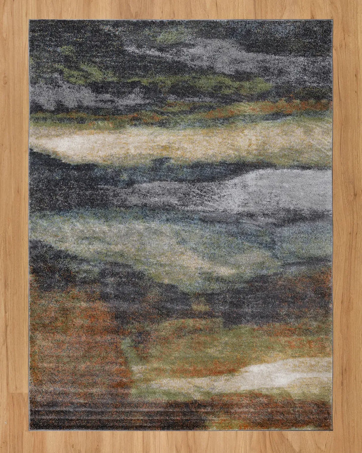 Dark Grey Green Abstract Carpet