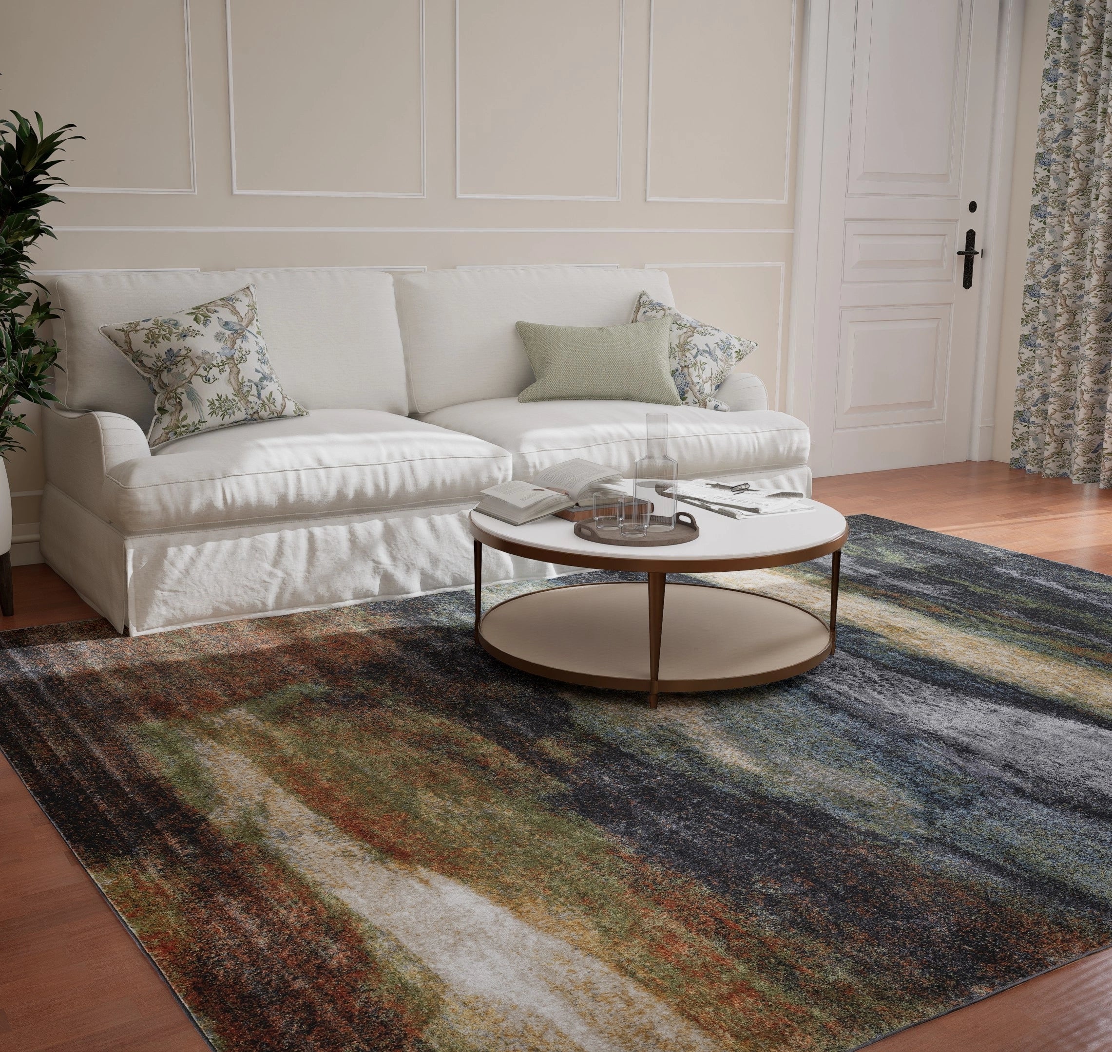 Dark Grey Green Abstract Carpet