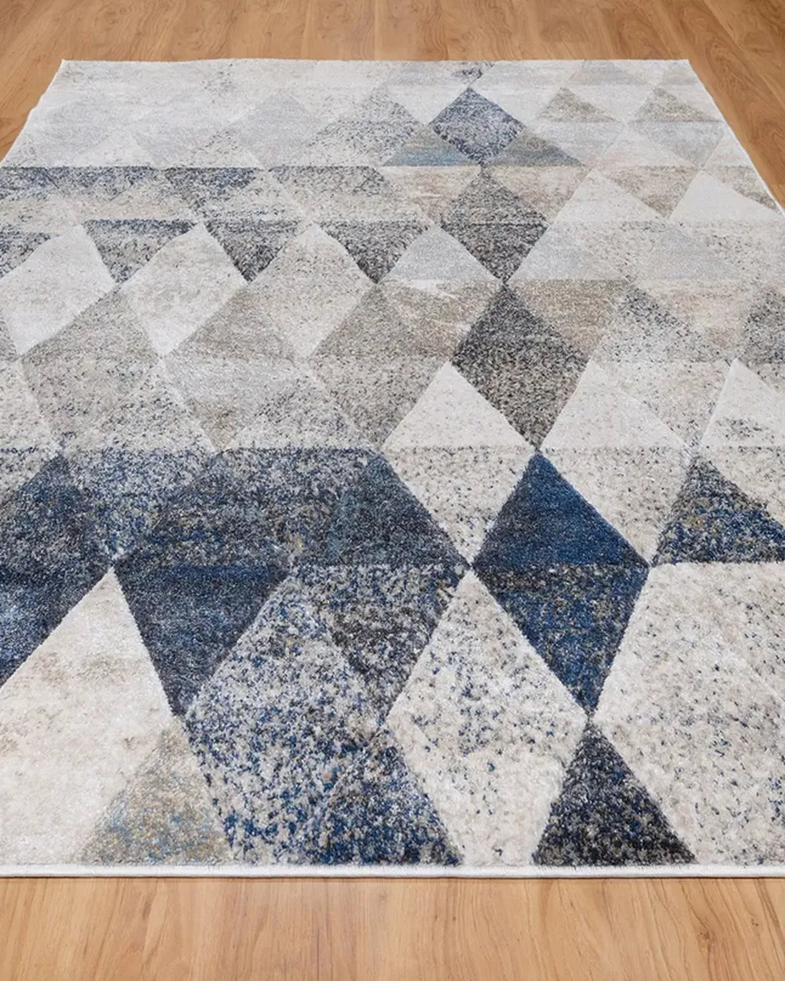 Dark Beige Dark Blue Geometric Carpet