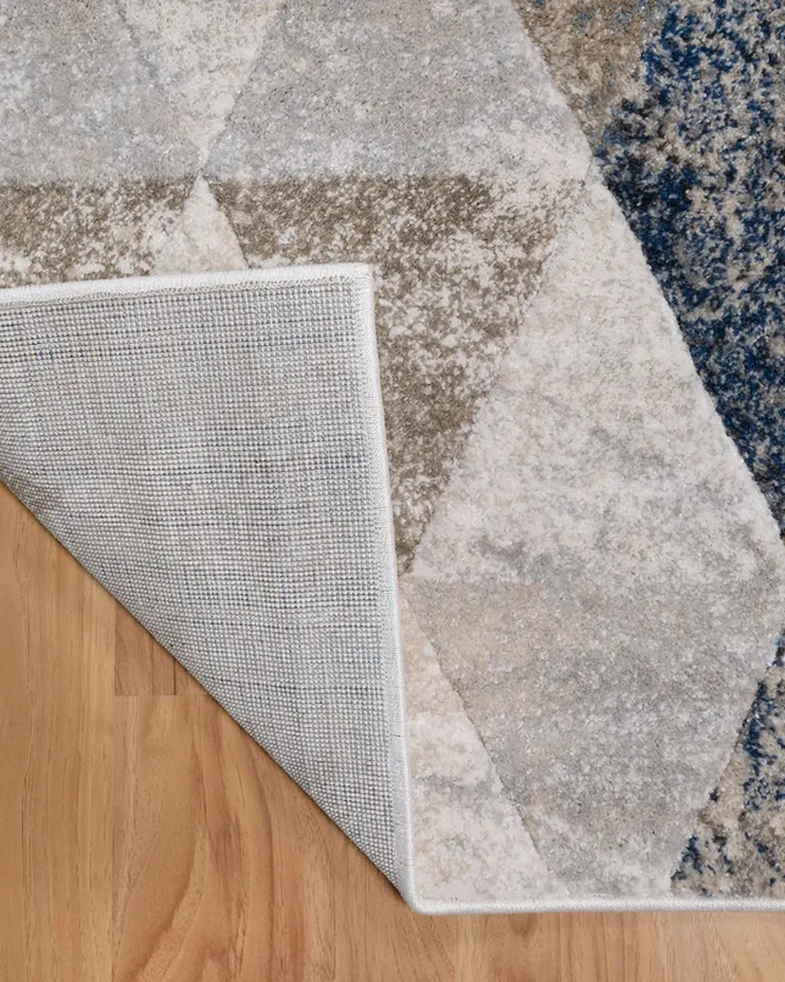 Dark Beige Dark Blue Geometric Carpet